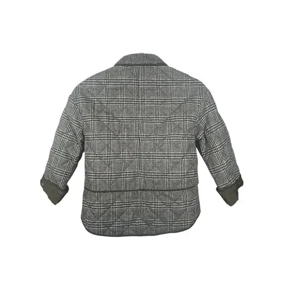 Zara Boxy Plaid Coat Jacket Medium Green Gray Check Button Front Utility Pockets - Picture 6 of 12